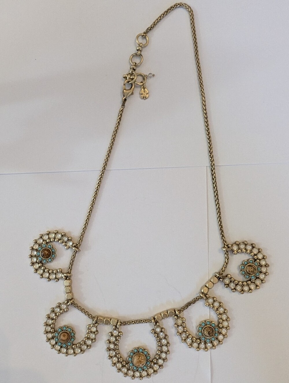 Lucky Brand Gold-Tone Turquoise and Jasper Beaded Collar Necklace (New Old Stock